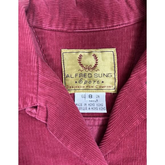 Vintage Alfred Sung Corduroy Shacket Pink Magenta Long Sleeve Oversized 8 - Picture 3 of 4